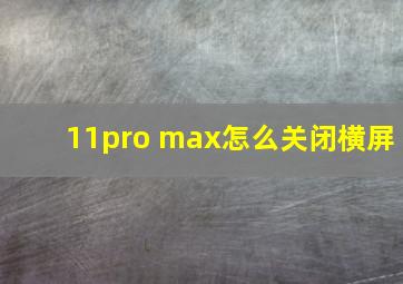 11pro max怎么关闭横屏